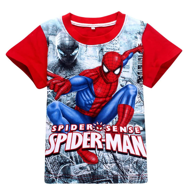 New Spiderman Short Sleeve t shirt dj v Superman Movies Printing Boy Clothes T-Shirts For Boys Kids Baby Children's Clothing | Мать и