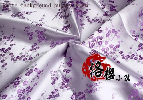 Purple Plum and Whit Китайский костюм Хана Соло из Звездных Войн Платье Халаты Ципао одежда кимоно атлас цветок сливы дамасской ткани - Цвет: Purple Plum and Whit