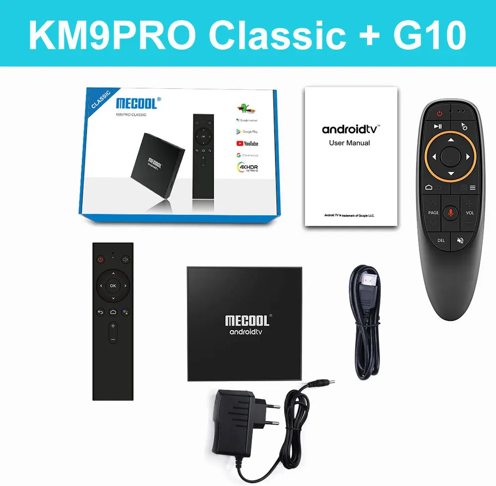 Add G10 Mecool KM9 Pro Классическая консоль Amlogic S905X2 Android 9,0 2G 16G 4K HDR хромированный литой голосовой контроль Android tv Box умная приставка - Цвет: Add G10