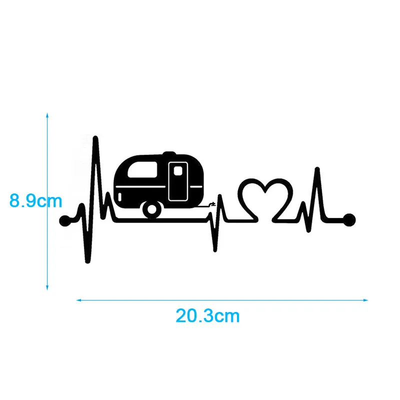 Camper Travel Hiker Heartbeat Виниловая наклейка для автомобиля Стайлинг украшения кузова