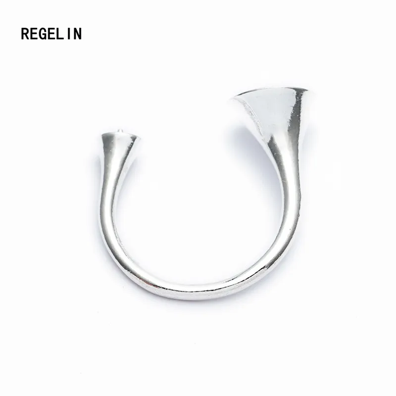 Sliver REGELIN, модные украшения, 5 шт./лот(5 мм, 10 мм), открытые кольца, двойные Кабошоны, поднос, сделай сам, кольца на палец, аксессуары - Цвет: Sliver