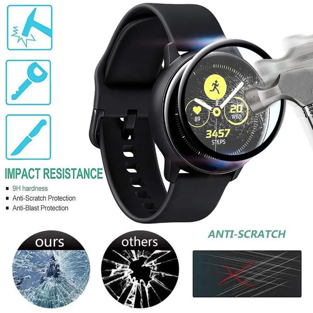 3D изогнутое полное покрытие закаленное стекло для Samsung Galaxy Watch active 2 44 мм Защитное