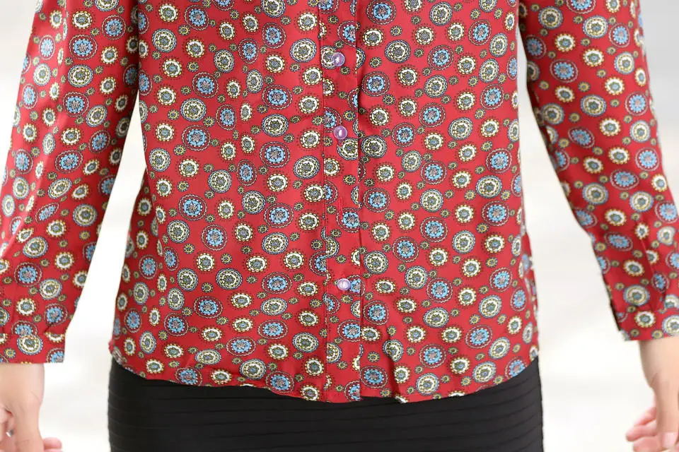 Женская шифоновая рубашка с длинным рукавом и воротником-стойкой | одежда