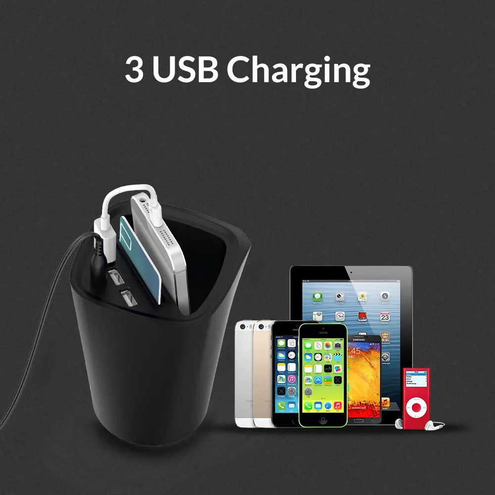 ORICO автомобильное зарядное устройство 3 USB DC/5 В 7.2A чашки мощность Разъем адаптер прикуривателя с держатель для карт слот