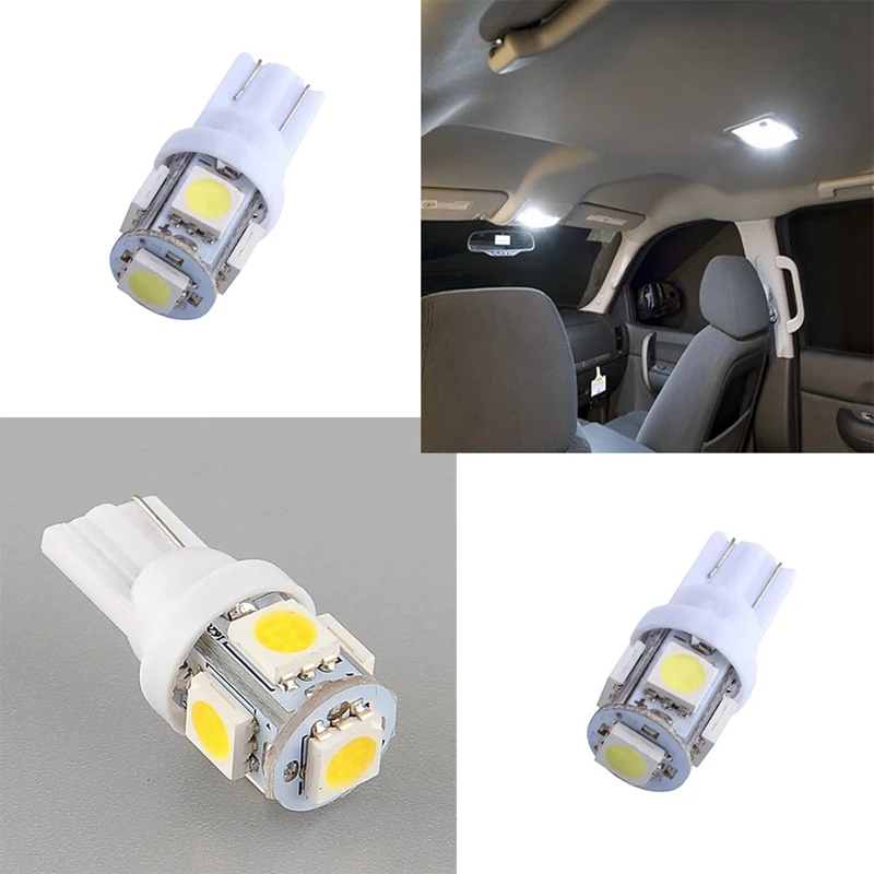 4 шт. Авто T10 5SMD 5050 Автомобильная светодиодная подсветка W5W 192 168 194 5050 SMD белая лампа ксеноновая светодиодный лампочка