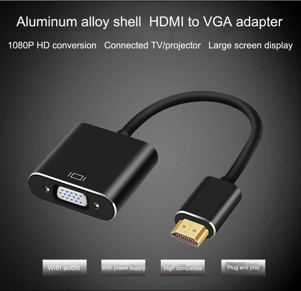 HDMI к VGA конвертер удлинитель hdmi vga адаптер для xiaomi tmall box 360 компьютер к HDTV проектор с 3,5 мм аудио USB кабель