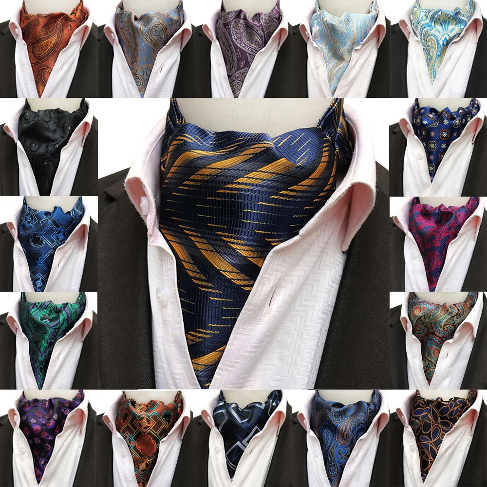 Мужская формальная Стильная жаккардовая ткань узор аскотский галстук шарфы для