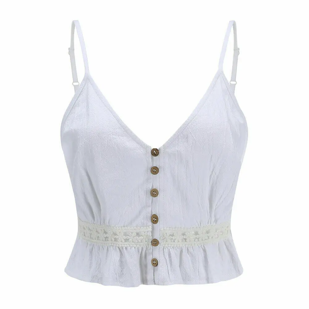 Топ женский кружевной на пуговицах брендовый модный кроп топ без рукавов майка
