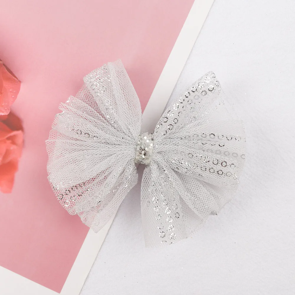CN волос аксессуары и клипсы для девочек с пайетками из органзы кружевом банты