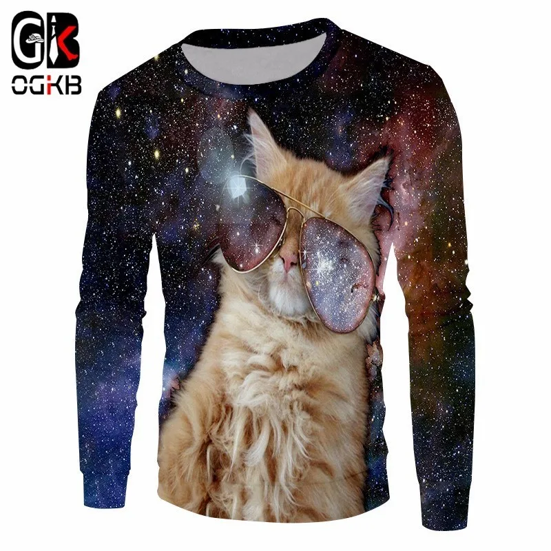 OGKB толстовки для женщин/мужчин крутой Принт Галактика космическая кошка 3d
