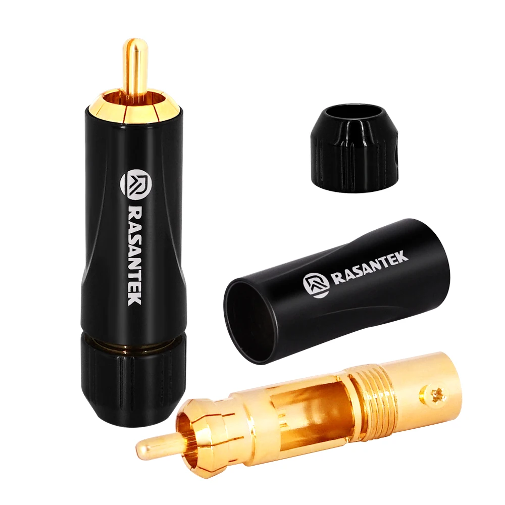 RASANTEK латунь Гальванизированный 24K золотой провод конец аудиоразъем пробки RCA для динамиков