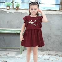 dfxd hot sell toddler clothes 2018 england style little girls summer dress kids cotton sleeveless flower embroidery party dress
