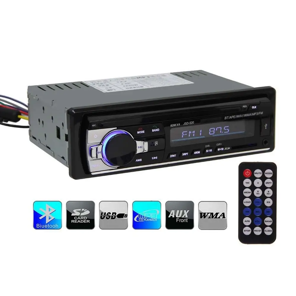 12V Bluetooth Car Stereo Radio MP3 Audio Player 5V Charger FM USB/SD/AUX/APE/FLAC input Electronics Subwoofer In Dash 1 DIN|mp3 cable|electron