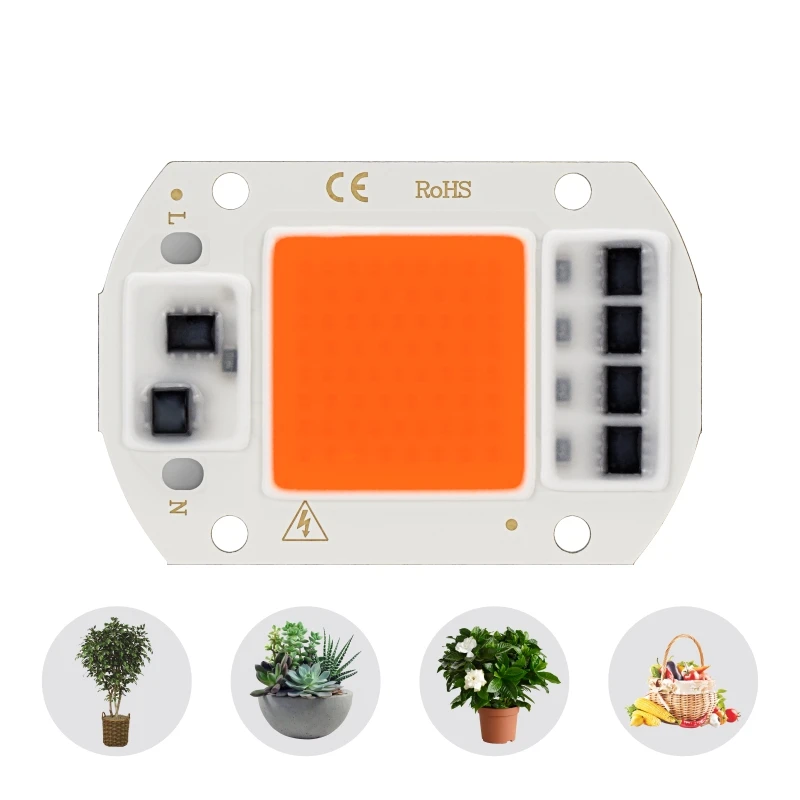 Светодиодный Cob светильник для выращивания, полный спектр, AC 220V 110V 10W 20W 30W 50W 380nm-780nm, Фито лампа для выращивания растений в помещении