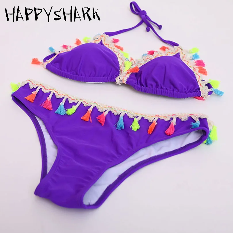 HAPPYSHARK 2018 новый красочный кисточкой купальники Для женщин ручной работы