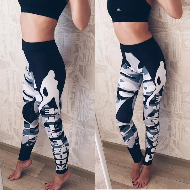 Fetoo камуфляжные леггинсы для фитнеса женские спортивные Леггинсы пуш ап 2017 время