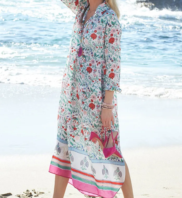 2018 новый принт наряд кафтан на пляж парео саронги сексуальное шифоновое бикини