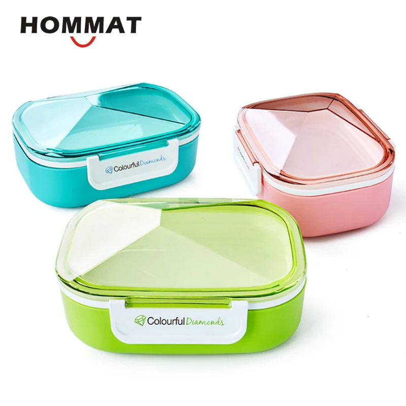 2 уровня школьной контейнеры для еды с отсеков Bento Box Еда контейнер окно Lunchbox дети