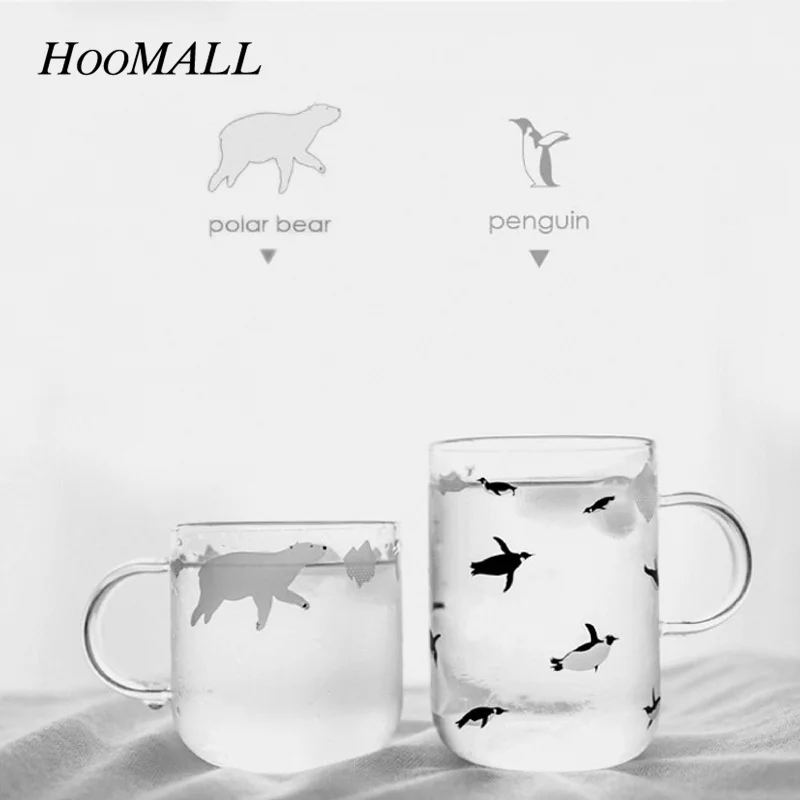 Hoomall 1 шт. креативная стеклянная чашка для Вода Кофе Чай полярный медведь Penguim узор