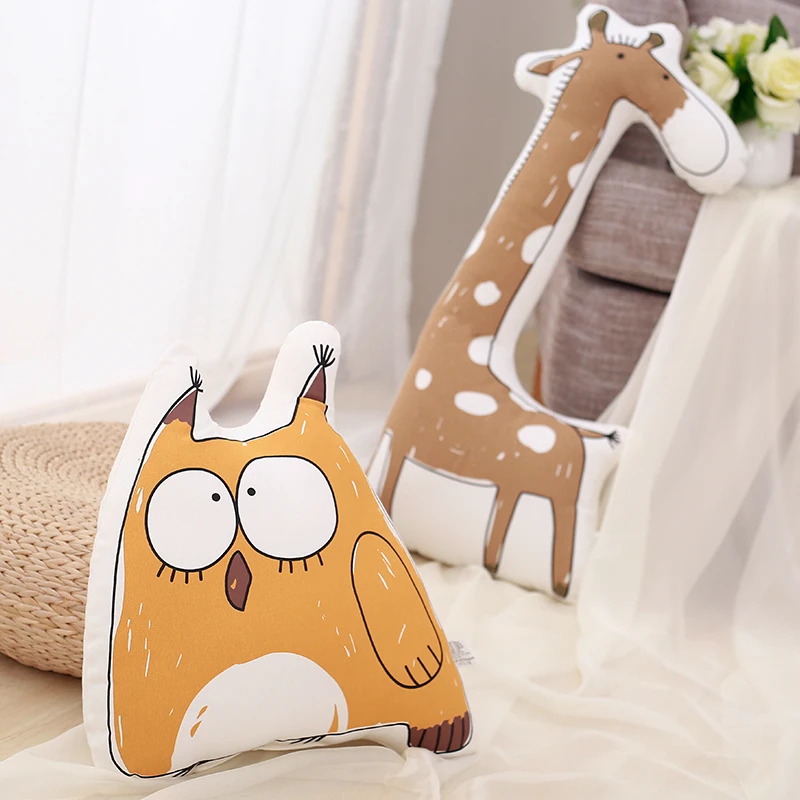 

One Piece Horse Crocodile Giraffe Owl Whale Plush Toys Soft Animals Sleeping Cushion PP Cotton Stuffed Pillows Friends Gifts
