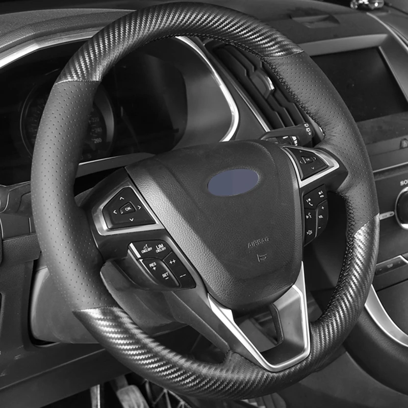 GKMHiR DIY черный кожаный чехол рулевого колеса автомобиля из углеродного волокна