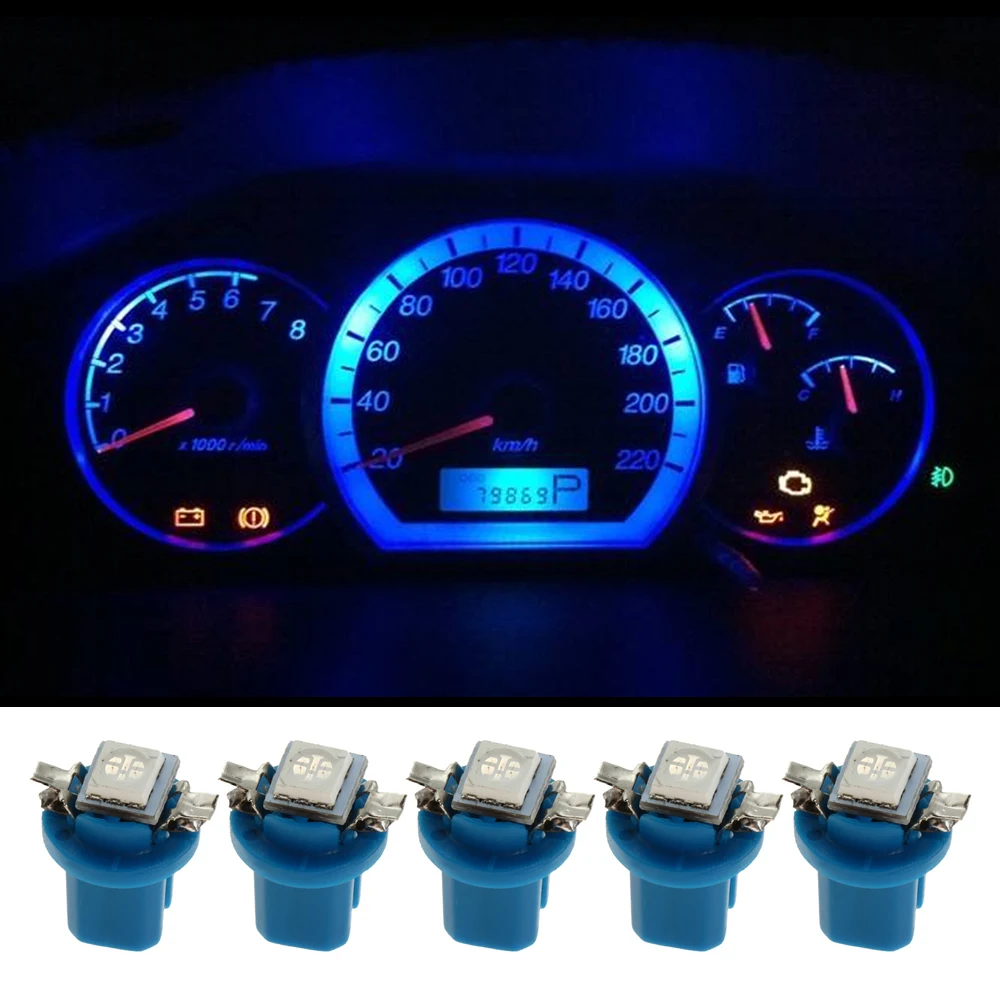 6/10 шт. T5 B8.5D 5050 1SMD светодиодный 12V приборной панели синий указатель Скорость метр