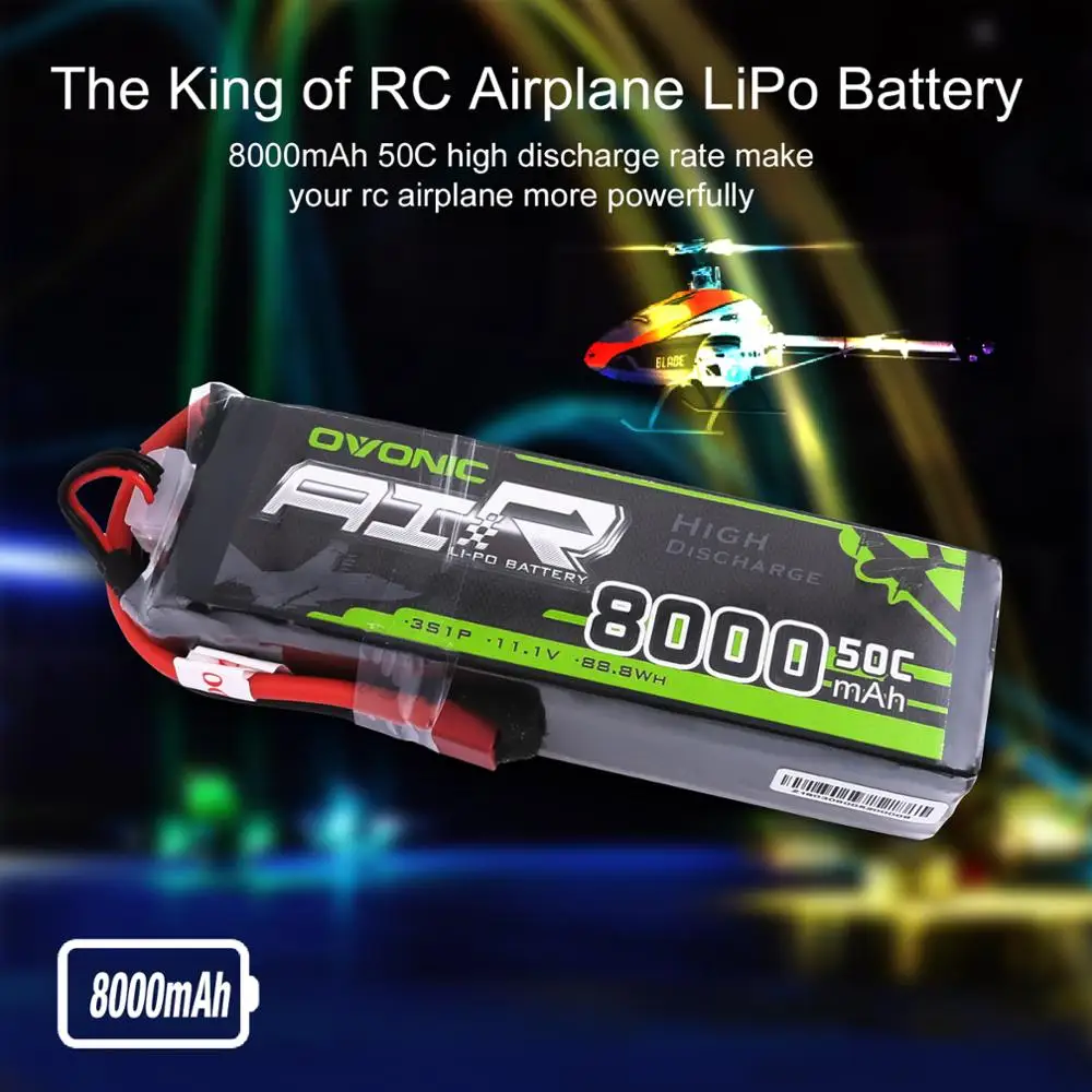 Аккумулятор Ovonic LiPo 2X 8000 мАч 11 1 В 3S 50C 100C Т образный Разъем XT60 для радиоуправляемого