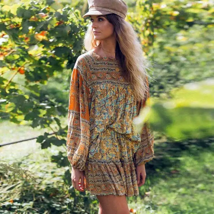 Gypsy печати Летняя мини юбка для женщин юбки для эластичный пояс повседневное пляжная юбка Boho Хиппи женские юбки s