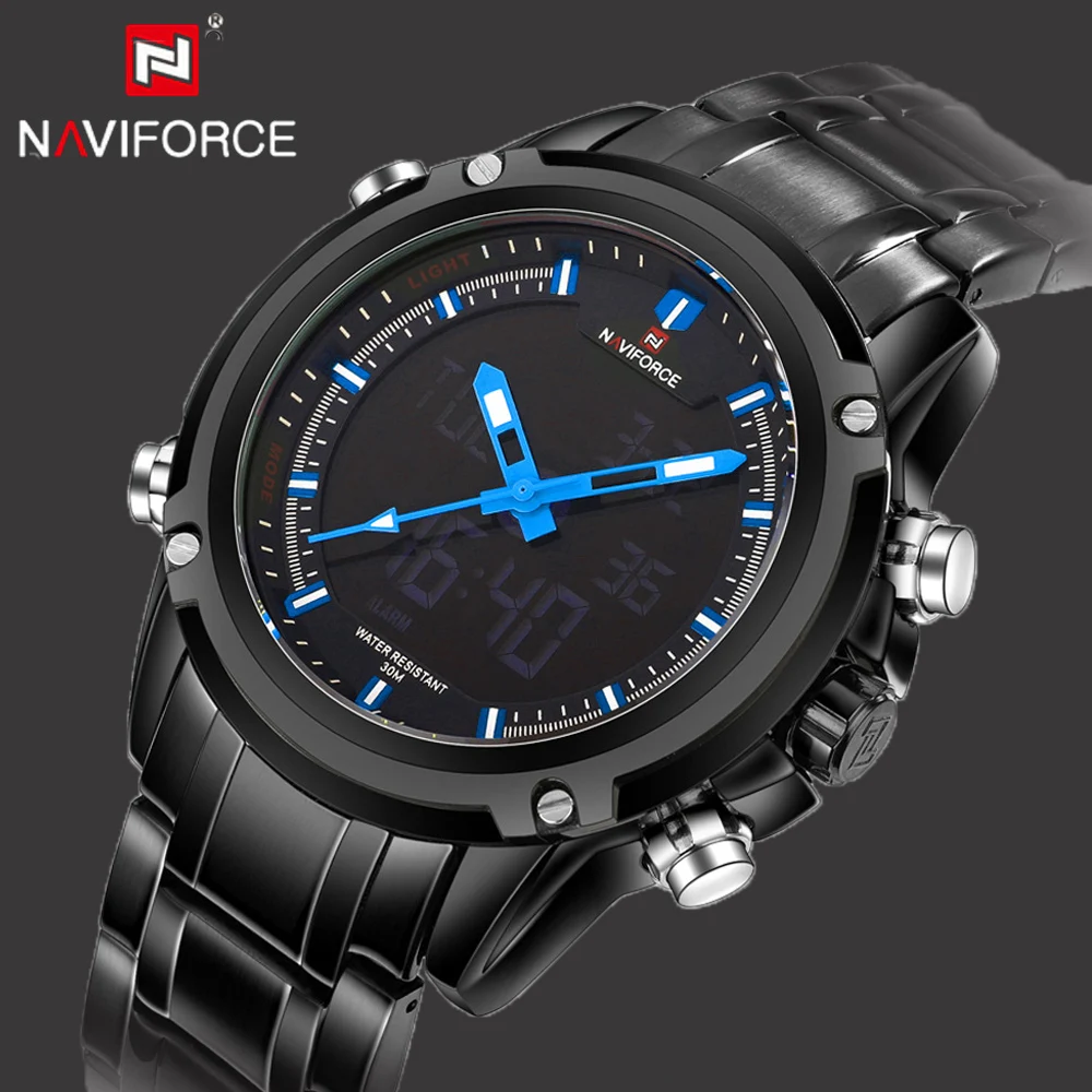 Топ люксовый бренд NAVIFORCE мужские спортивные часы мужские кварцевые светодиодный аналоговые часы полностью стальные мужские военные наручные часы relogio masculino