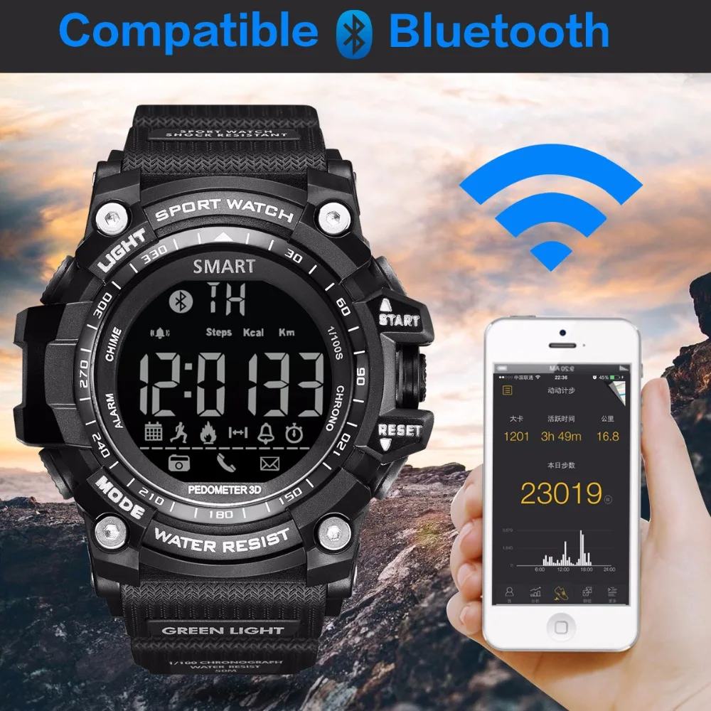Gimto бренд спортивные часы Для мужчин цифровой Смарт-часы Bluetooth Бег шагомер