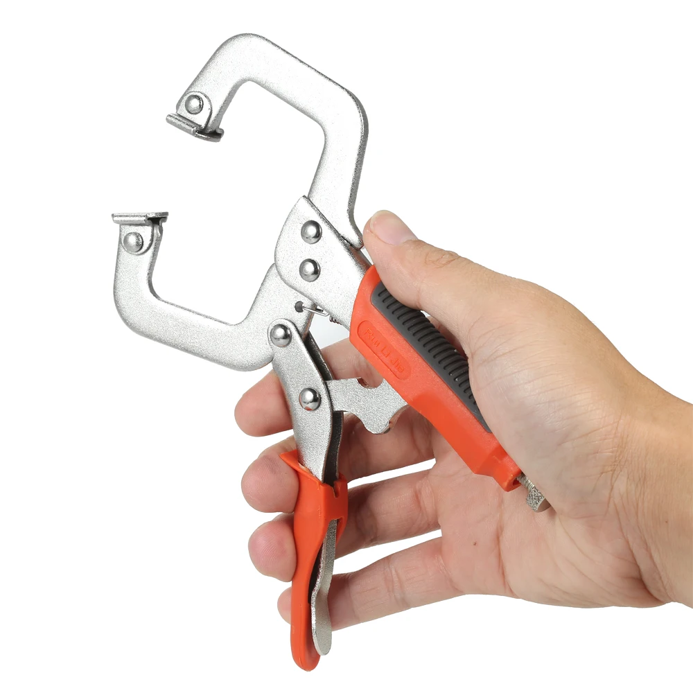 Locking Pliers Hand Tool 11&quot C-Clamp with Rubber Grip Quick Release Clamp multitool |