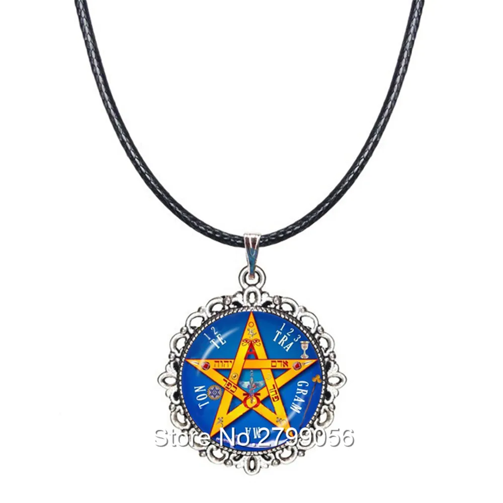 Esoteric пентаграмма ожерелье стеклянный купольный кулон Пентакль Wiccan Pagan