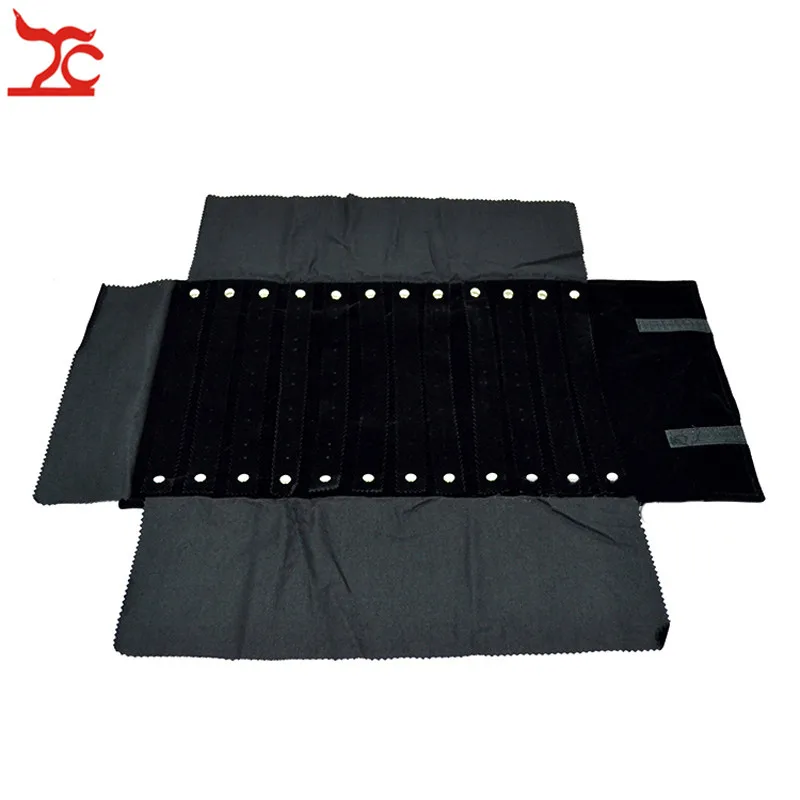 Wholesale Black Velvet Jewelry Display Rolls Travel Organizer Bag Foldable Earrings Ring Chain Pendant Necklace Storage Roll | Украшения и
