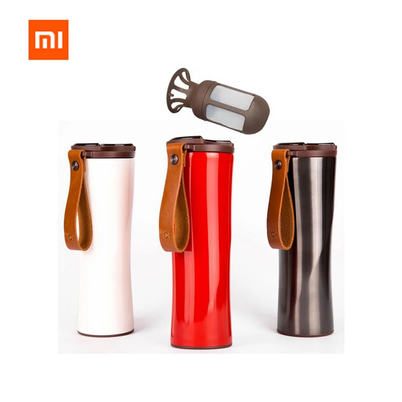 Xiaomi Kiss Fish Slim Smart Cup 430 мл OLED температурный экран портативная чашка для горячей воды из нержавеющей стали с кожаной веревкой
