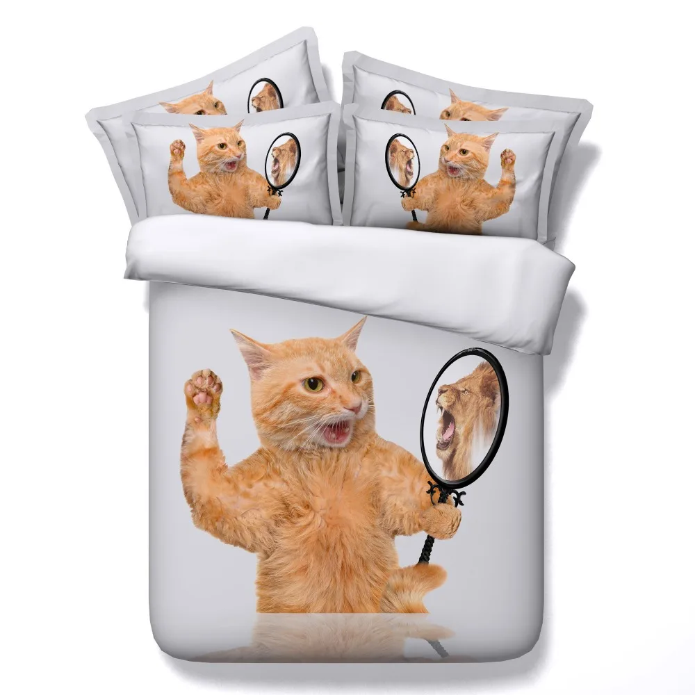 Комплект постельного белья с 3D-принтом животных панда/кошка/белого медведя 5 шт.