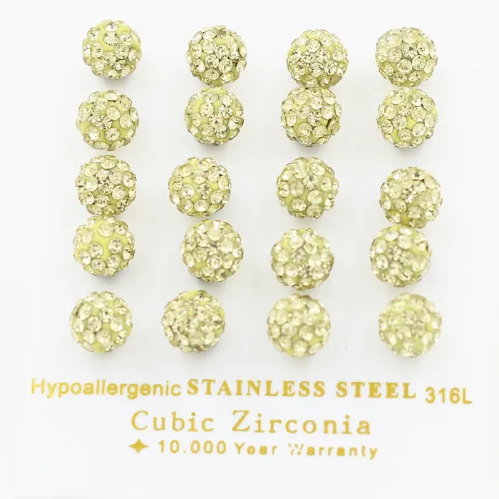 LUXUSTEEL 10 пар в наборе диско-шар в форме 6 мм бусины серьги-гвоздики белый/красный/синий/черный/розовый красный/серый/смешанный/пистолет черные серьги
