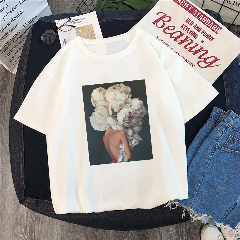 Лидер продаж хлопковая Футболка пикантные топы с короткими рукавами и принтом в