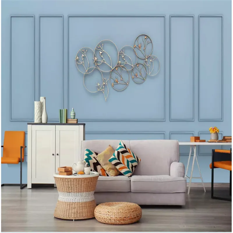 Обои для гостиной 3D трехмерные простые европейские синие декоративные