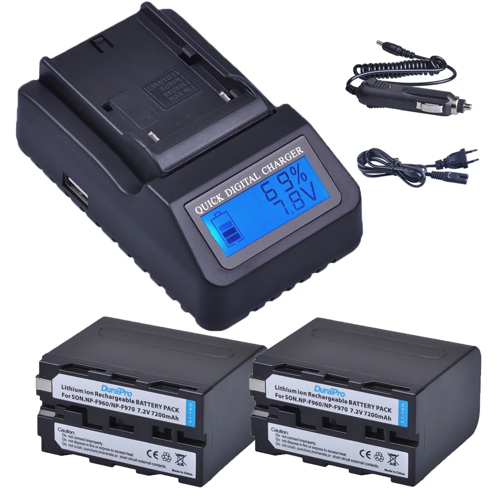Комплект из 2 предметов 7200 мА/ч NP-F960 NP-F970 NP F960 F970 Перезаряжаемые Батарейки +