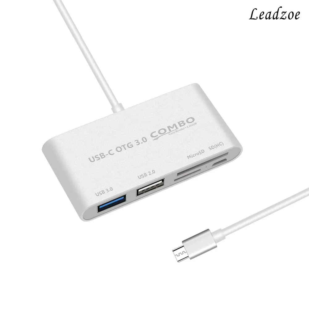 Leadzoe 5 in1 USB C концентратор Тип C SD устройство для считывания с tf-карт USB 3,0 концентраторы с микро USB Мощность Порты и разъёмы Разветвитель USB OTG Тип c концентратор USB