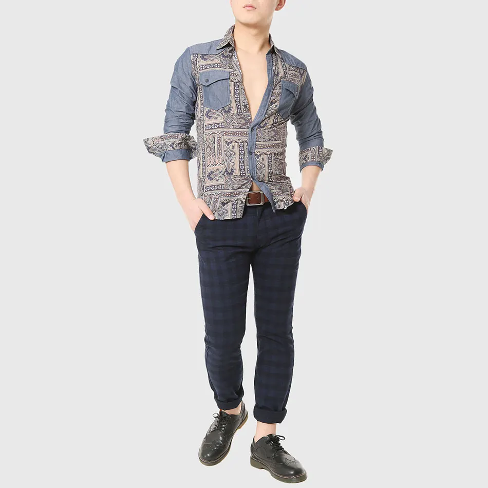 Мужская рубашка с длинным рукавом в готическом стиле|shirt male|shirt workmens ethnic |