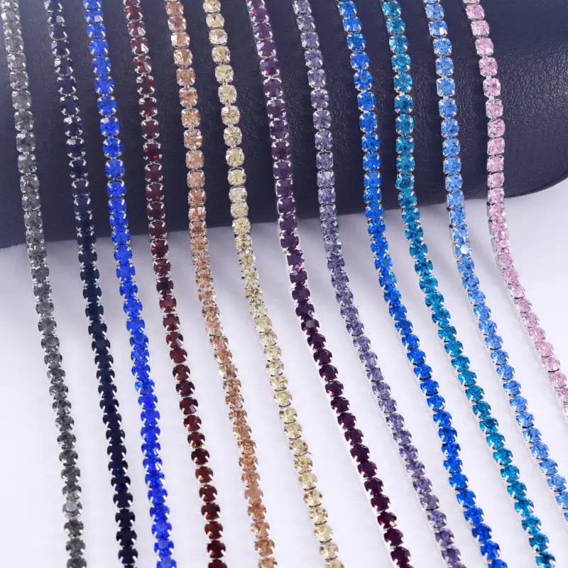 

DIY Hot Sale SS16 3.8mm Dense Retail New Products Close Crystal Rhinestone Claw Chain Bridal Costume Applique Sew on Silver Gold