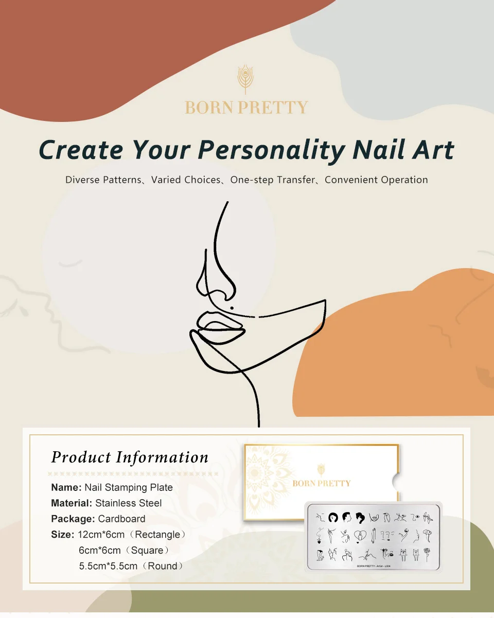 BORN PRETTY дизайн ногтей штамп шаблон ногтей штамп геометрическая решетка Изображение Шаблон печатная пластина для маникюра трафарет