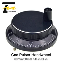wavetopsign cnc pulser handwheel diameter 60mm 80mm pulse 100 dc5v 6pins or 4pins cnc machine manual pulse encoder generato