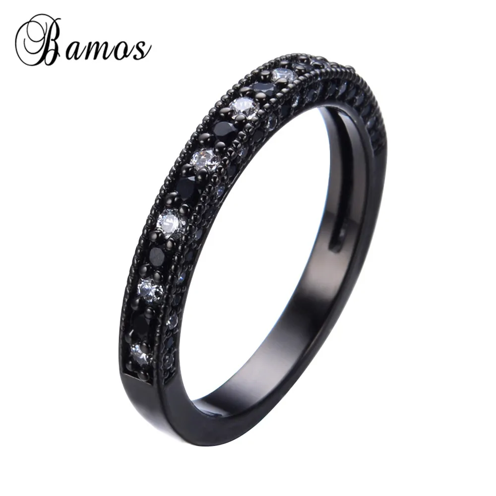 Женское кольцо с цирконом белое черным и золотым покрытием 14 к Размер 5/6/7/8/9/10