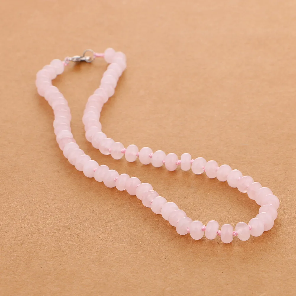 Женское Ожерелье из натурального розового камня с узлом 3 А | Украшения и