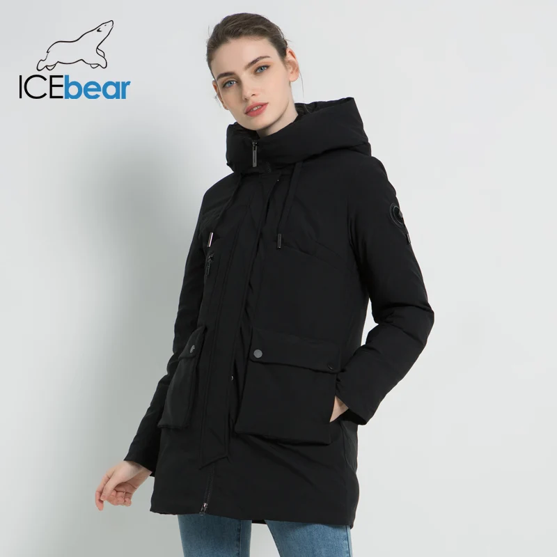 ICEbear 2019 новая зимняя куртка с капюшоном женское пальто мода женская одежда