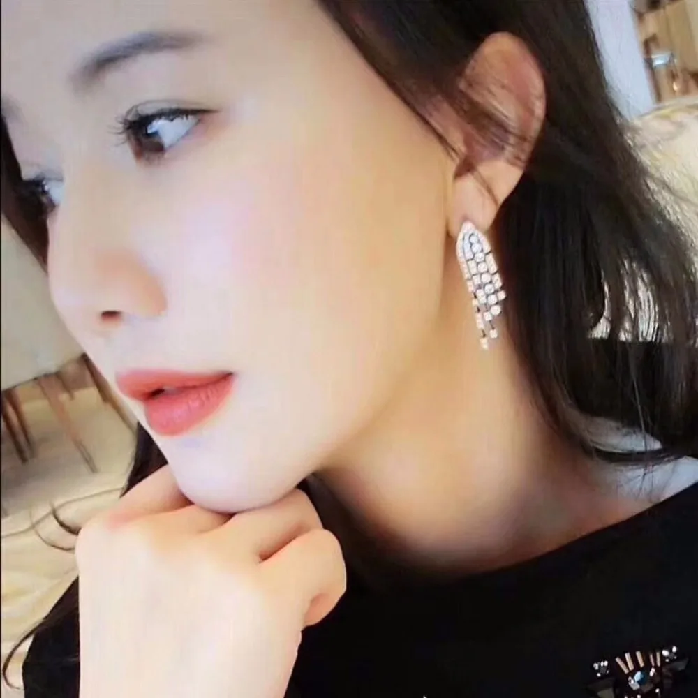 Qi Xuan_Trendy Jewelry_New милые/романтичные серьги S925 Серебряная Инкрустация цирконием