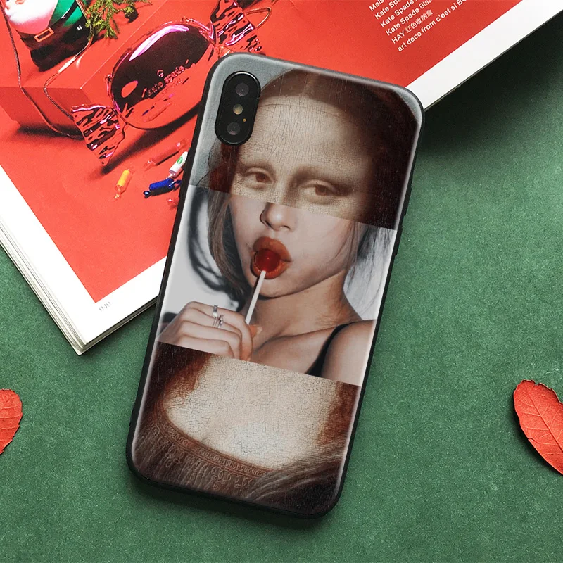 Забавный Модный мягкий силиконовый стеклянный чехол для телефона Mona Lisa Spoof iPhone SE 6