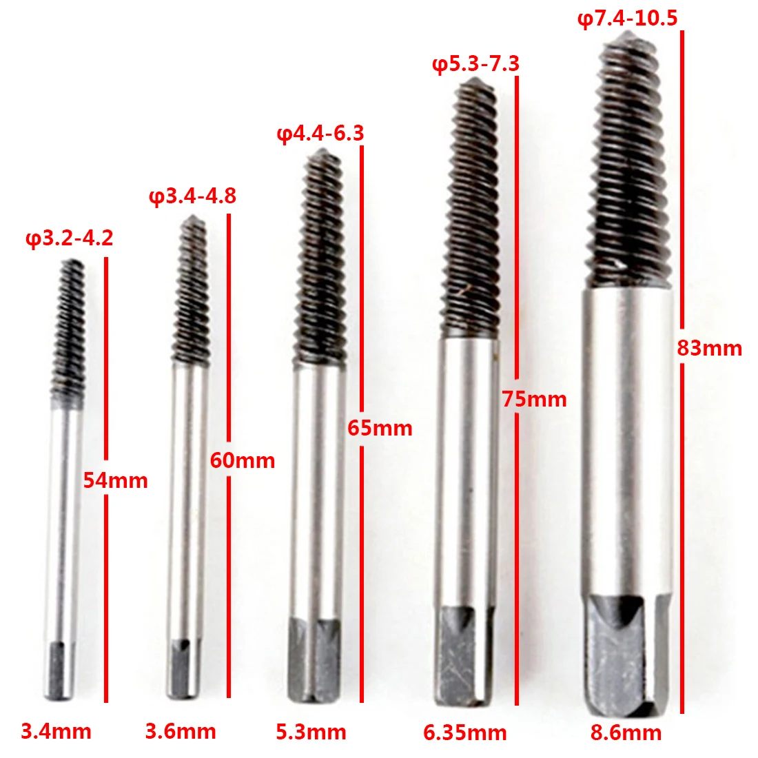

5pcs Screw Bolts Extractor Twist Broken Bolt Remover Drill Guide Bits Set Damaged Screw Extractor Drill Bit Carbon Steel